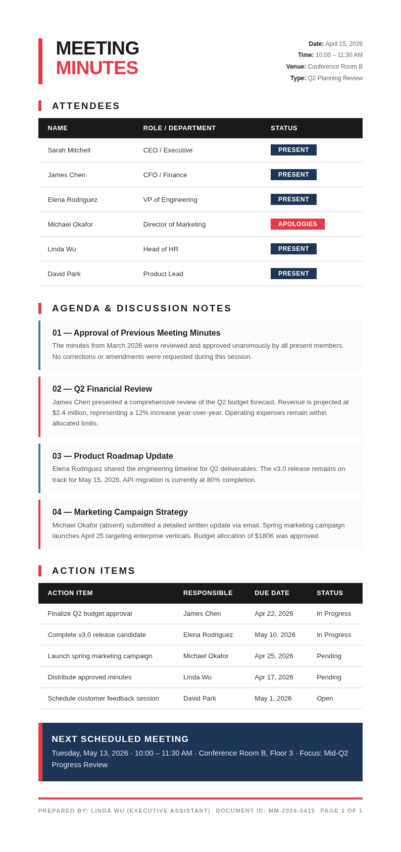 Accent bar bold meeting minutes
